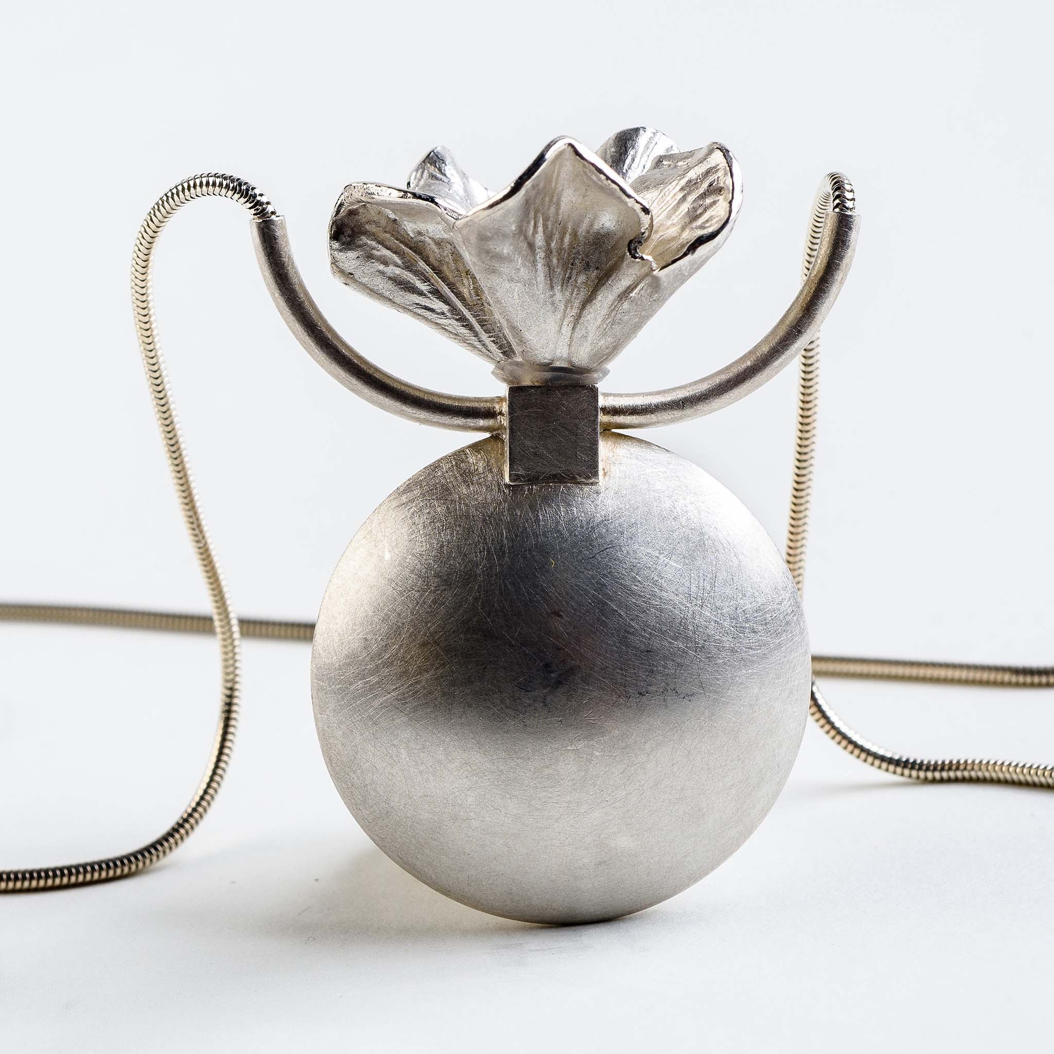 Sterling Silver Perfume Flask Pendant Necklace